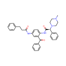 CN1CCN([C@H](C(=O)Nc2ccc(NC(=O)CCc3ccccc3)cc2C(=O)c2ccccc2)c2ccccc2)CC1 ZINC000049762031