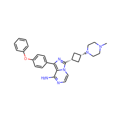 CN1CCN([C@H]2C[C@@H](c3nc(-c4ccc(Oc5ccccc5)cc4)c4c(N)nccn43)C2)CC1 ZINC000261074052