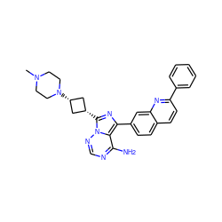 CN1CCN([C@H]2C[C@@H](c3nc(-c4ccc5ccc(-c6ccccc6)nc5c4)c4c(N)ncnn43)C2)CC1 ZINC000254015094