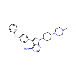 CN1CCN([C@H]2CC[C@@H](n3cc(-c4ccc(Oc5ccccc5)cc4)c4c(N)ncnc43)CC2)CC1 ZINC000100798339