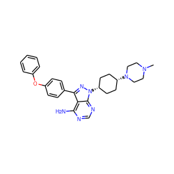 CN1CCN([C@H]2CC[C@@H](n3nc(-c4ccc(Oc5ccccc5)cc4)c4c(N)ncnc43)CC2)CC1 ZINC000140586540