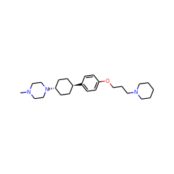 CN1CCN([C@H]2CC[C@H](c3ccc(OCCCN4CCCCC4)cc3)CC2)CC1 ZINC000101437336