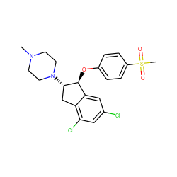 CN1CCN([C@H]2Cc3c(Cl)cc(Cl)cc3[C@@H]2Oc2ccc(S(C)(=O)=O)cc2)CC1 ZINC000118255790