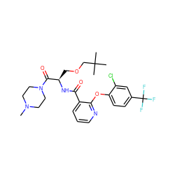 CN1CCN(C(=O)[C@@H](COCC(C)(C)C)NC(=O)c2cccnc2Oc2ccc(C(F)(F)F)cc2Cl)CC1 ZINC000073167641