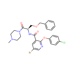 CN1CCN(C(=O)[C@@H](COCc2ccccc2)NC(=O)c2cc(Br)cnc2Oc2ccc(Cl)cc2)CC1 ZINC000073156299