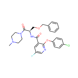 CN1CCN(C(=O)[C@@H](COCc2ccccc2)NC(=O)c2cc(F)cnc2Oc2ccc(Cl)cc2)CC1 ZINC000073167571