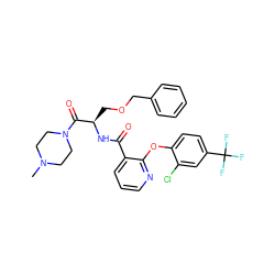 CN1CCN(C(=O)[C@@H](COCc2ccccc2)NC(=O)c2cccnc2Oc2ccc(C(F)(F)F)cc2Cl)CC1 ZINC000073168765