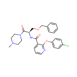 CN1CCN(C(=O)[C@@H](COCc2ccccc2)NC(=O)c2cccnc2Oc2ccc(Cl)cc2)CC1 ZINC000068245738