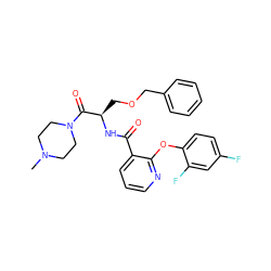 CN1CCN(C(=O)[C@@H](COCc2ccccc2)NC(=O)c2cccnc2Oc2ccc(F)cc2F)CC1 ZINC000073142195