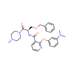 CN1CCN(C(=O)[C@@H](COCc2ccccc2)NC(=O)c2cccnc2Oc2cccc(N(C)C)c2)CC1 ZINC000073165587