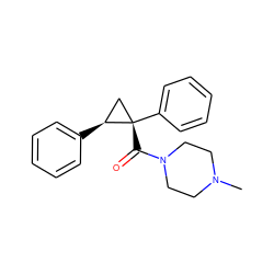 CN1CCN(C(=O)[C@]2(c3ccccc3)C[C@@H]2c2ccccc2)CC1 ZINC000095556033