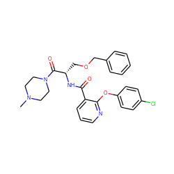 CN1CCN(C(=O)[C@H](COCc2ccccc2)NC(=O)c2cccnc2Oc2ccc(Cl)cc2)CC1 ZINC000073140648