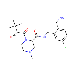 CN1CCN(C(=O)[C@H](O)C(C)(C)C)[C@H](C(=O)NCc2cc(Cl)ccc2CN)C1 ZINC000103269068