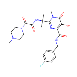 CN1CCN(C(=O)C(=O)NC(C)(C)c2nc(C(=O)NCc3ccc(F)cc3)c(O)c(=O)n2C)CC1 ZINC000036925342