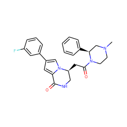 CN1CCN(C(=O)C[C@H]2CNC(=O)c3cc(-c4cccc(F)c4)cn32)[C@@H](c2ccccc2)C1 ZINC000169325494