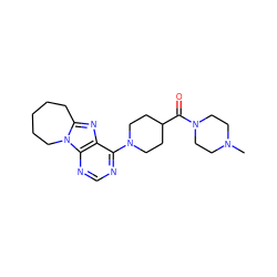 CN1CCN(C(=O)C2CCN(c3ncnc4c3nc3n4CCCCC3)CC2)CC1 ZINC000020557092