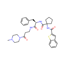 CN1CCN(C(=O)CCNC(=O)[C@@H](Cc2ccccc2)NC(=O)C2(NC(=O)c3cc4ccccc4s3)CCCC2)CC1 ZINC000028711682