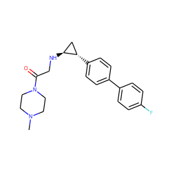 CN1CCN(C(=O)CN[C@H]2C[C@@H]2c2ccc(-c3ccc(F)cc3)cc2)CC1 ZINC000096172298