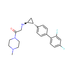 CN1CCN(C(=O)CN[C@H]2C[C@@H]2c2ccc(-c3ccc(F)cc3F)cc2)CC1 ZINC000096172302