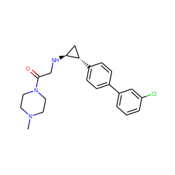 CN1CCN(C(=O)CN[C@H]2C[C@@H]2c2ccc(-c3cccc(Cl)c3)cc2)CC1 ZINC000096172311