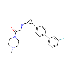 CN1CCN(C(=O)CN[C@H]2C[C@@H]2c2ccc(-c3cccc(F)c3)cc2)CC1 ZINC000096172308