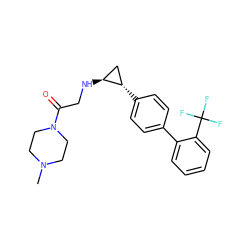 CN1CCN(C(=O)CN[C@H]2C[C@@H]2c2ccc(-c3ccccc3C(F)(F)F)cc2)CC1 ZINC000096172306