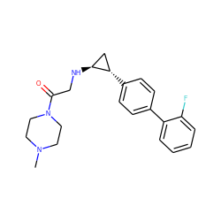 CN1CCN(C(=O)CN[C@H]2C[C@@H]2c2ccc(-c3ccccc3F)cc2)CC1 ZINC000096172304