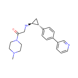 CN1CCN(C(=O)CN[C@H]2C[C@@H]2c2ccc(-c3cccnc3)cc2)CC1 ZINC000068204272