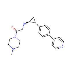 CN1CCN(C(=O)CN[C@H]2C[C@@H]2c2ccc(-c3ccncc3)cc2)CC1 ZINC000096172310