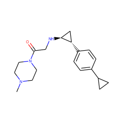 CN1CCN(C(=O)CN[C@H]2C[C@@H]2c2ccc(C3CC3)cc2)CC1 ZINC000096172315