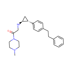 CN1CCN(C(=O)CN[C@H]2C[C@@H]2c2ccc(CCc3ccccc3)cc2)CC1 ZINC000096172314