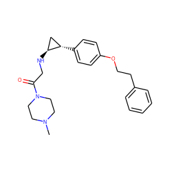 CN1CCN(C(=O)CN[C@H]2C[C@@H]2c2ccc(OCCc3ccccc3)cc2)CC1 ZINC000096172293