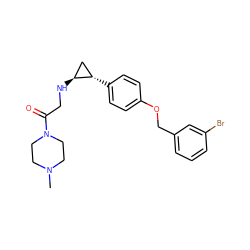 CN1CCN(C(=O)CN[C@H]2C[C@@H]2c2ccc(OCc3cccc(Br)c3)cc2)CC1 ZINC000096172290