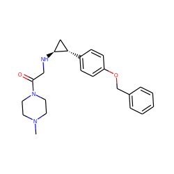 CN1CCN(C(=O)CN[C@H]2C[C@@H]2c2ccc(OCc3ccccc3)cc2)CC1 ZINC000068204276