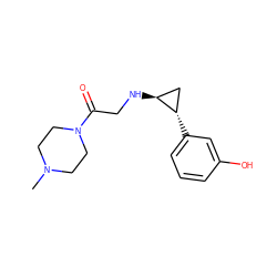 CN1CCN(C(=O)CN[C@H]2C[C@@H]2c2cccc(O)c2)CC1 ZINC000653757356