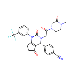 CN1CCN(C(=O)CN2C(=O)N(c3cccc(C(F)(F)F)c3)C3=C(C(=O)CC3)[C@H]2c2ccc(C#N)cc2)CC1=O ZINC001772642246