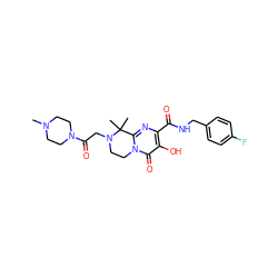 CN1CCN(C(=O)CN2CCn3c(nc(C(=O)NCc4ccc(F)cc4)c(O)c3=O)C2(C)C)CC1 ZINC000036518552