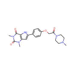 CN1CCN(C(=O)COc2ccc(-c3cc4c([nH]3)c(=O)n(C)c(=O)n4C)cc2)CC1 ZINC000029058778