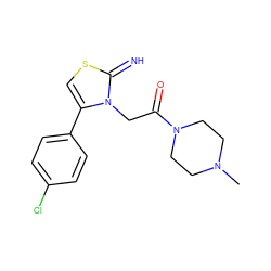 CN1CCN(C(=O)Cn2c(-c3ccc(Cl)cc3)csc2=N)CC1 ZINC000101703909