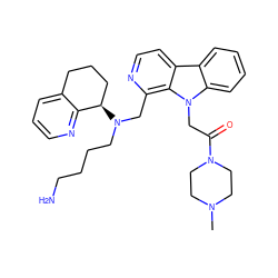 CN1CCN(C(=O)Cn2c3ccccc3c3ccnc(CN(CCCCN)[C@@H]4CCCc5cccnc54)c32)CC1 ZINC000149495094