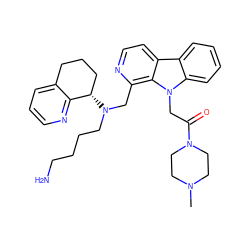 CN1CCN(C(=O)Cn2c3ccccc3c3ccnc(CN(CCCCN)[C@H]4CCCc5cccnc54)c32)CC1 ZINC000149495312