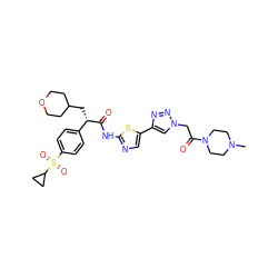 CN1CCN(C(=O)Cn2cc(-c3cnc(NC(=O)[C@@H](CC4CCOCC4)c4ccc(S(=O)(=O)C5CC5)cc4)s3)nn2)CC1 ZINC000169326313