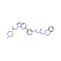 CN1CCN(C(=O)Cn2ccc3cnc(-c4ccnc(NC[C@H](O)CN5CCc6ccccc6C5)c4)nc32)CC1 ZINC000219729515