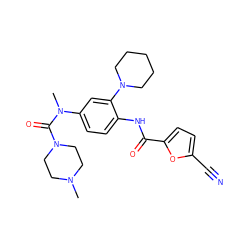 CN1CCN(C(=O)N(C)c2ccc(NC(=O)c3ccc(C#N)o3)c(N3CCCCC3)c2)CC1 ZINC000029039439