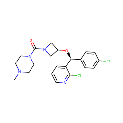 CN1CCN(C(=O)N2CC(O[C@@H](c3ccc(Cl)cc3)c3cccnc3Cl)C2)CC1 ZINC000073293229