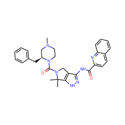 CN1CCN(C(=O)N2Cc3c(NC(=O)c4ccc5ccccc5n4)n[nH]c3C2(C)C)[C@@H](Cc2ccccc2)C1 ZINC000261181997