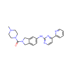 CN1CCN(C(=O)N2Cc3ccc(Nc4nccc(-c5ccccn5)n4)cc3C2)CC1 ZINC000144250386