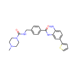 CN1CCN(C(=O)NCc2ccc(C(=O)Nc3cc(-c4cccs4)ccc3N)cc2)CC1 ZINC000073311181