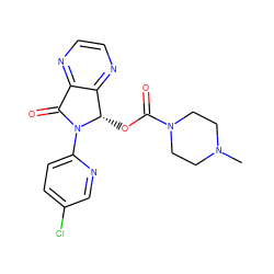 CN1CCN(C(=O)O[C@H]2c3nccnc3C(=O)N2c2ccc(Cl)cn2)CC1 ZINC000019632834