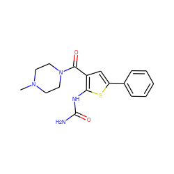 CN1CCN(C(=O)c2cc(-c3ccccc3)sc2NC(N)=O)CC1 ZINC000040393598